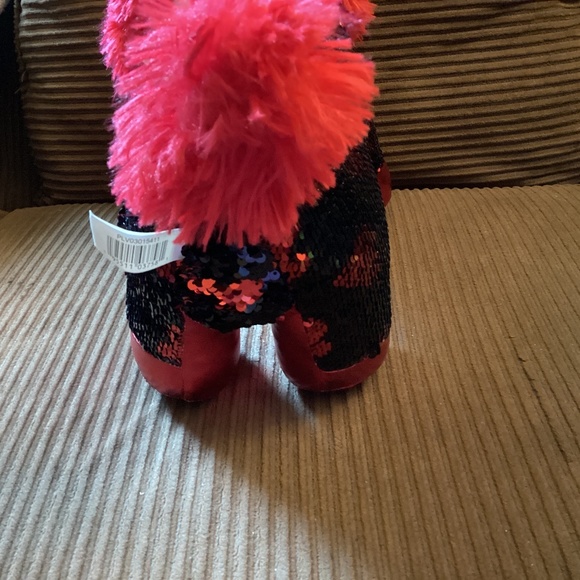 Valentines Black and Red Hearts Sequin DACHSHUND Reverse Plush Dog Weiner Retro - Picture 4 of 6